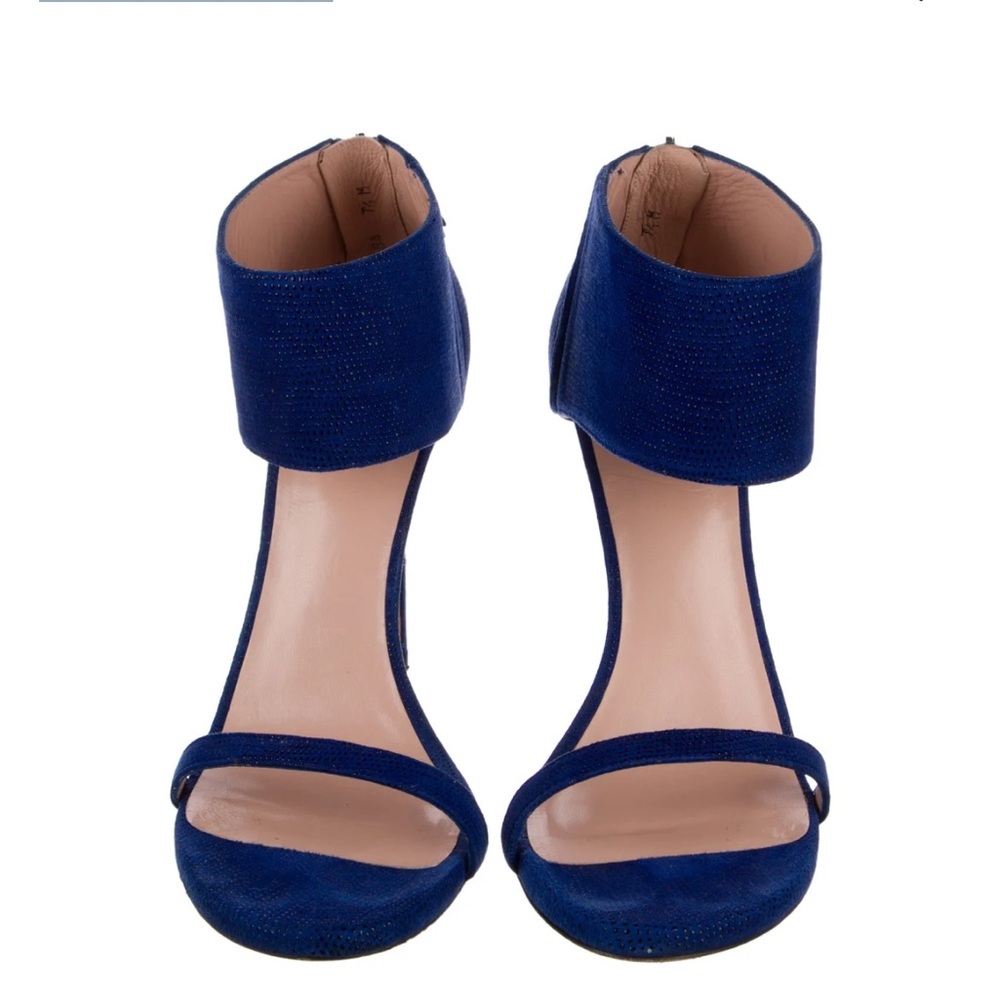 Stuart Weitzman Royal Blue Textured ankle cuff High Heels sandals